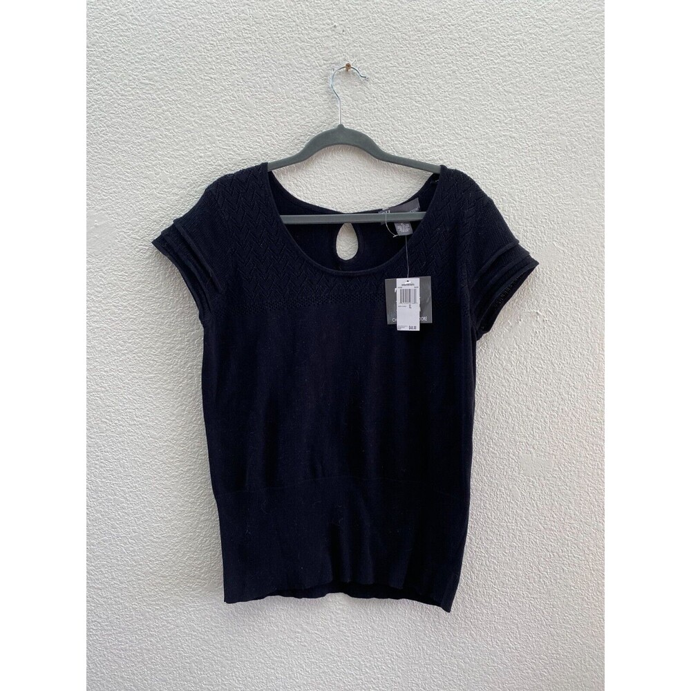 Chelsea & Theodore Sweater Knits Short Sleeve Black Color Size XL NWT 1410220